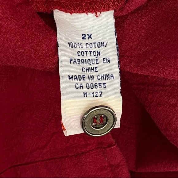 Penningtons Red Short Sleeve Button Down Shirt 100% Cotton Sz 2X - Picture 6 of 8